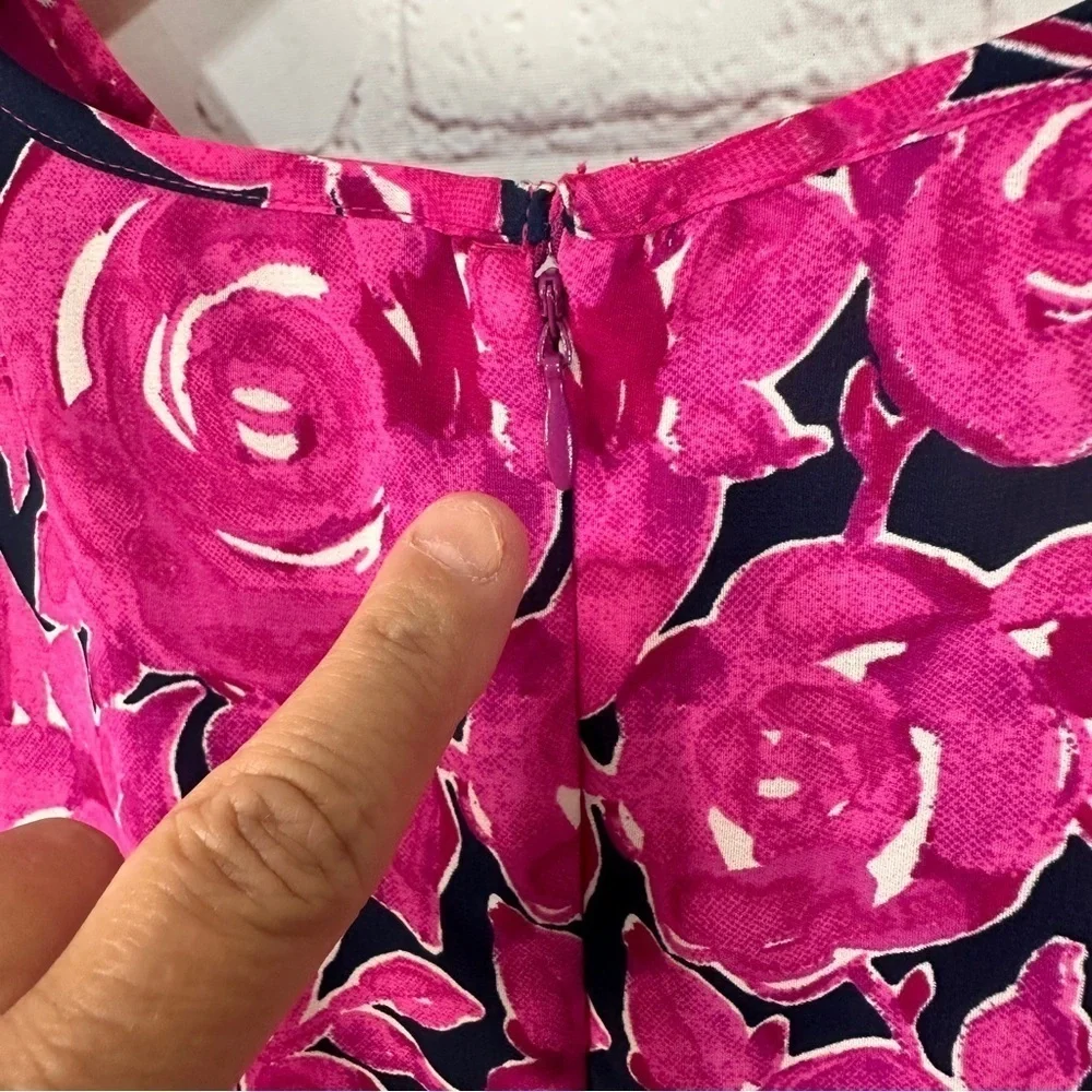 Maison Jules fit flare mini dress size small hot pink Fuscia navy blue Vacation - Picture 9 of 16